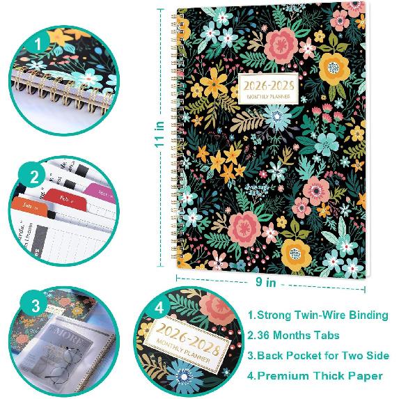 2026-2028 Monthly Planner/Calendar - 3 Year Monthly Planner 2026-2028 - January 2026 - December 2028, 9'' x 11'', 3 year calendar 2026-2027-2028