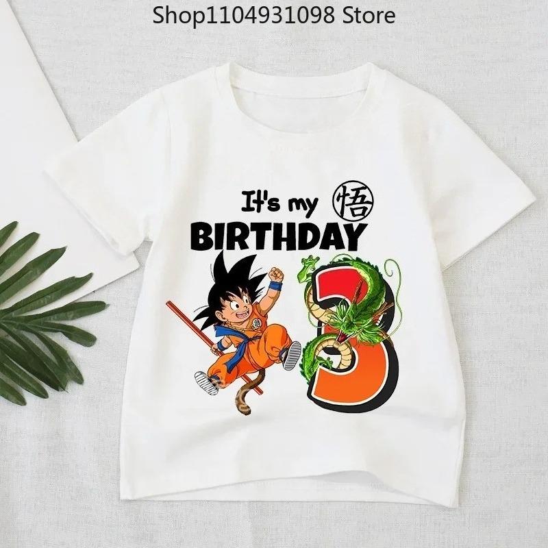 Dragon Ball T-shirt Boys Number Clothes Fashion Goku Anime Figure Print Clothing Tops Kids Summer Breathable Tops Birthday Gift
