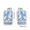 925 Sterling Silver Luxury Nano Sky Blue Topaz  Emerald Gemstone Clip On Earrings Earrings For Women Birthday Fine Jewelry Gift