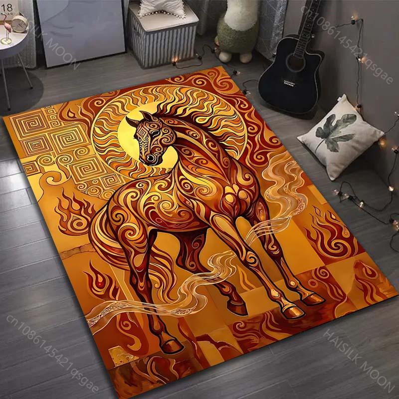 

Multiple sizes Horse with flame patterns Carpet for Living Room Bedroom Sofa Home Decor Rus Non-slip Floor Mat Luxury Gift 40cm x 60cm