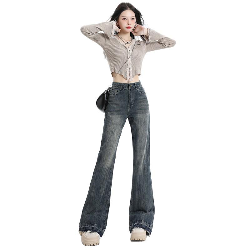 American Retro Women's Fleece-Lined Flare Pants, Autumn/Winter 2025 - Slimming, Loose, and Drapey.