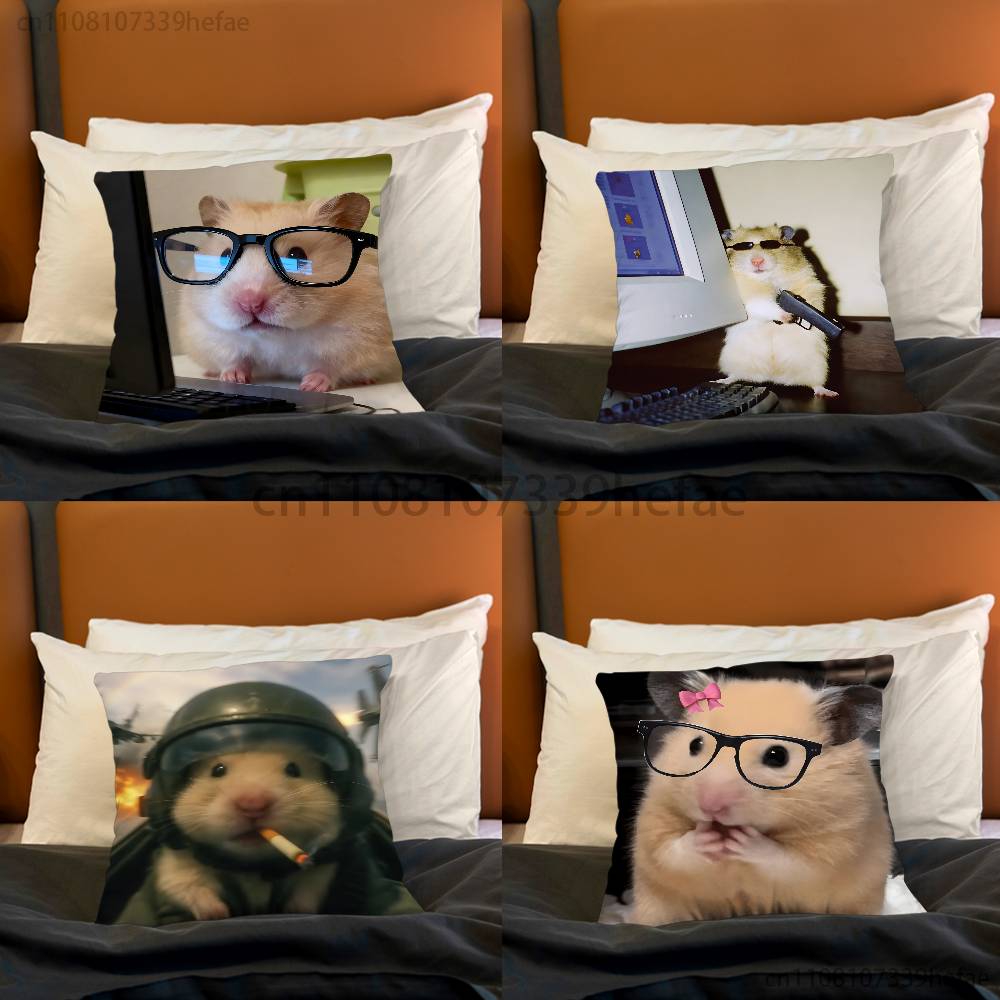 Cute Animal Hamster Throw Pillow Case For Decoration 30cm 50cm 55cm Square Home Pillowcase Case