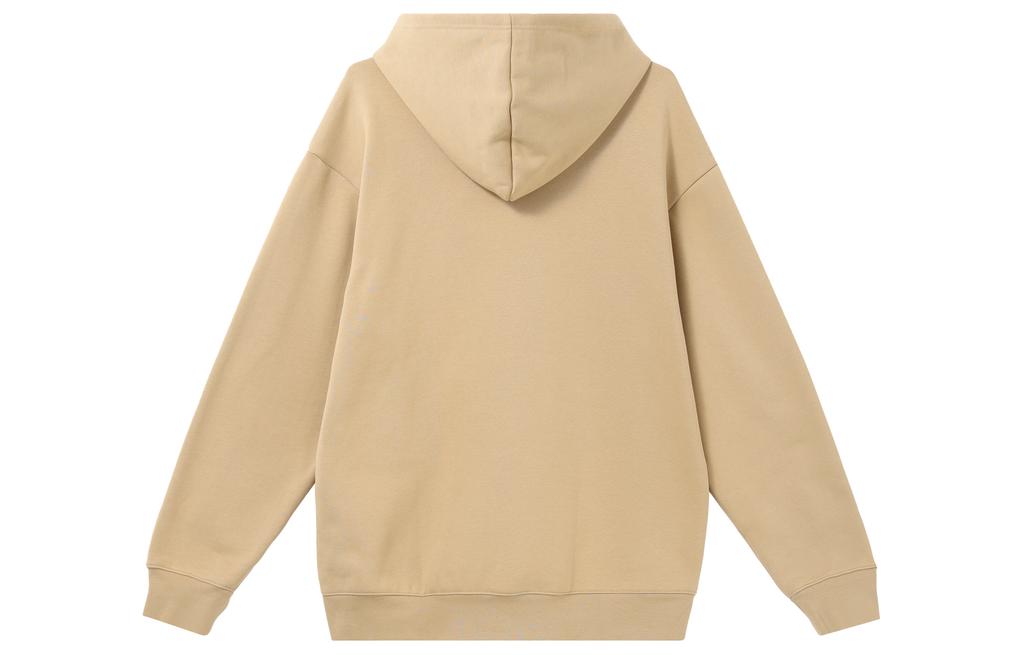 Adidas Thickened And Fleece Lined Sports Long Sleeved Hooded Pullover Sweatshirt Unisex Light Khaki IV7595