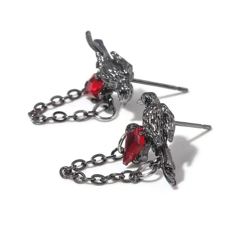 1Pcs Puncture Gothic Thorn Rose Crow Earring for Girl Punk Jewelry Goth Stud Earrings Puncture Halloween Party Accessories 2026