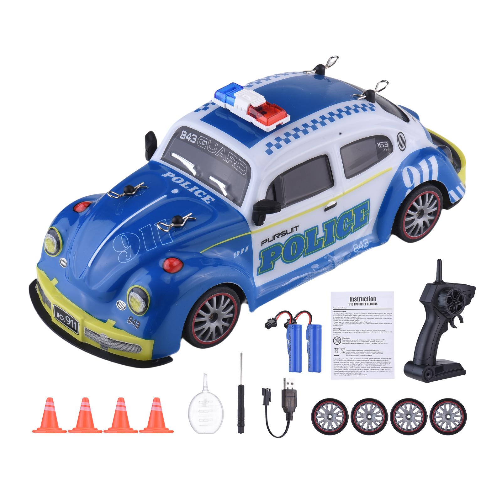 

Автомобиль с дистанционным управлением, 1:18 Масштаб 2.4 ГГц 4WD Дрифт-кар со спреем и светодиодными огнями, Гоночный автомобиль для Ki Blue 2 Batteries