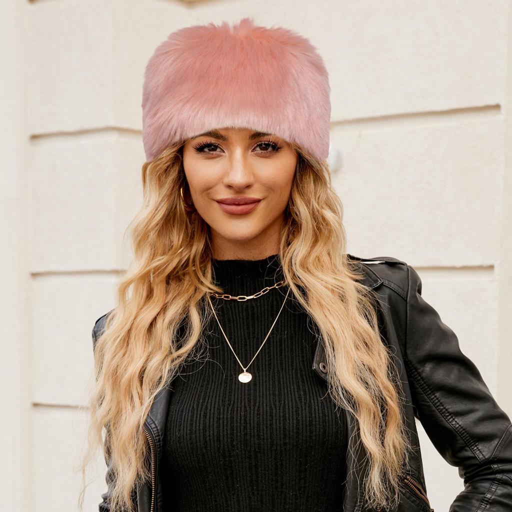 European Style Colorful Faux Fur Headband for Women - Warm, Stylish, and Fashionable