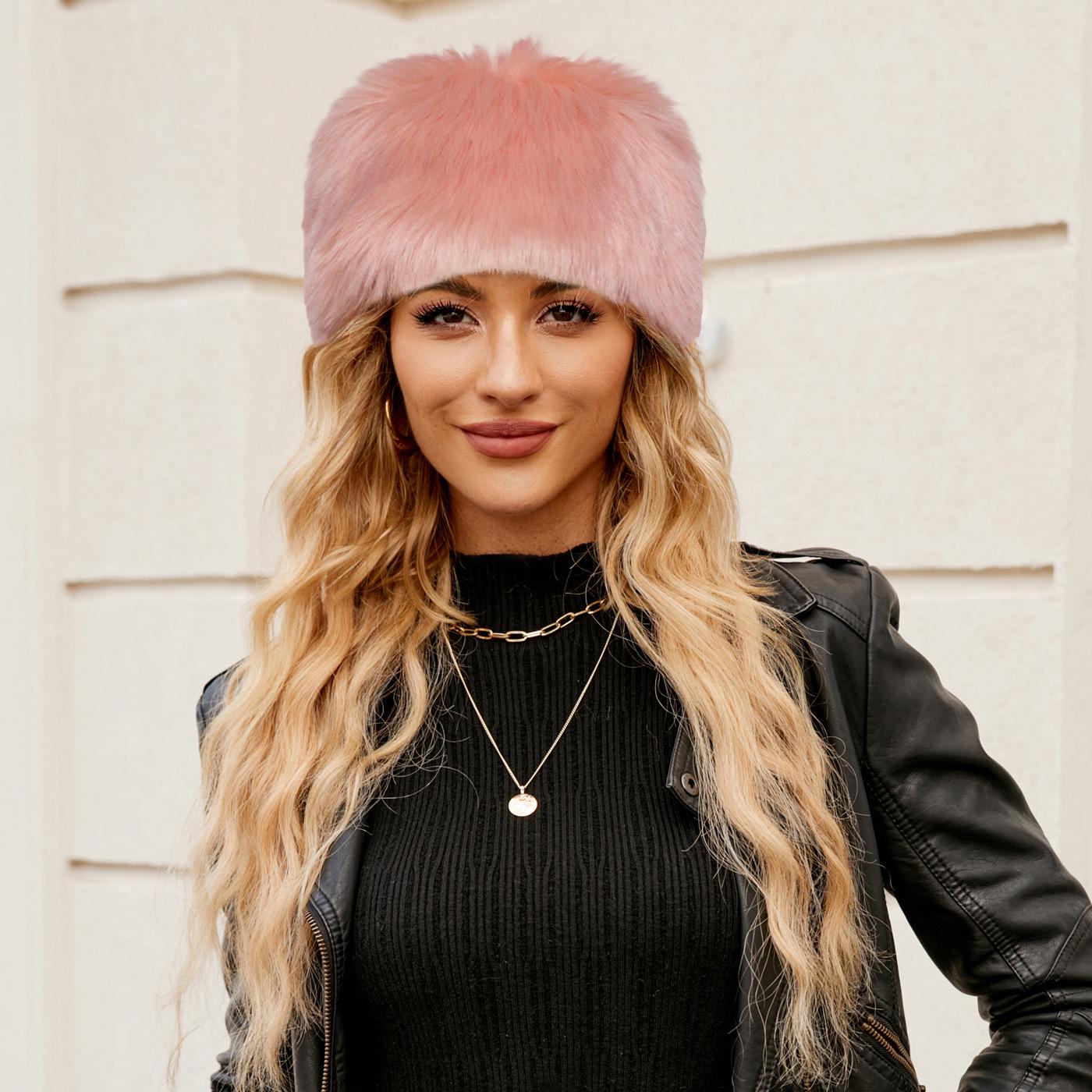

European Style Colorful Faux Fur Headband for Women - Warm, Stylish, and Fashionable One Size