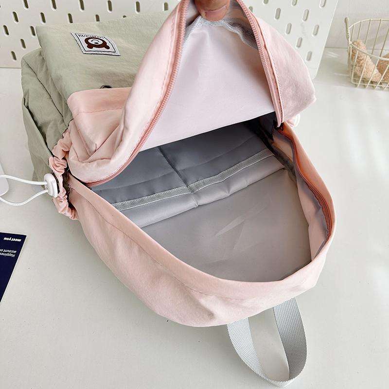 Women Contrast Color Backpack Junior High School Student Travel Small Schoolbag