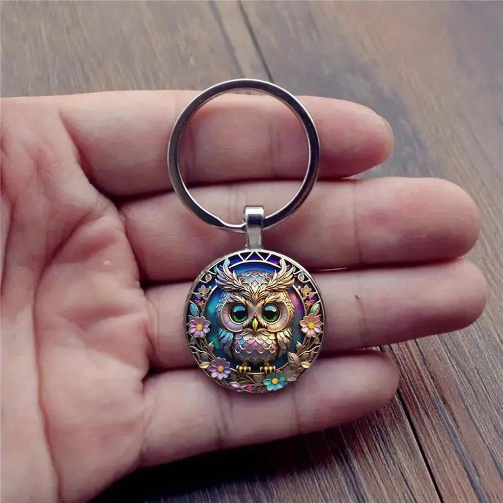 Multi Purpose Owl Pendant Keychain Stylish Alloy Key Ring Decorative Accessory For Convenient Daily Use