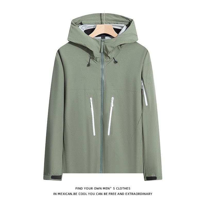 

Autumn Waterproof Jacket, Jacket, Men s Solid Color Hooded Jacket M