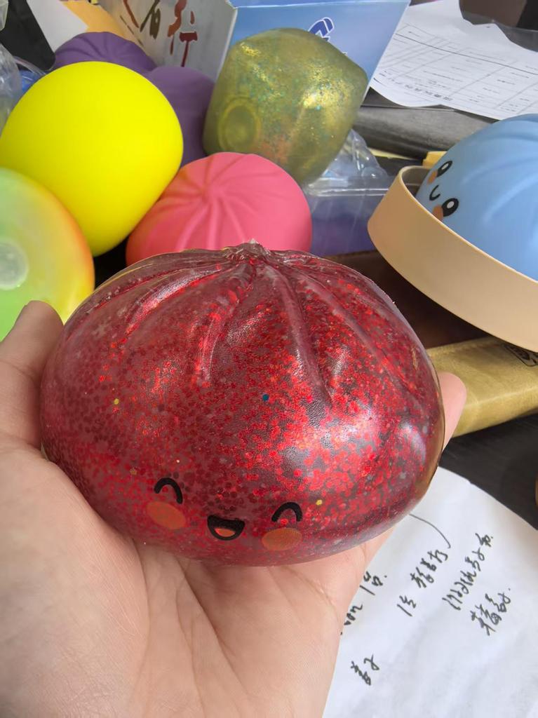 Brinquedos de Pressão para Dumpling, Pães de Dumpling Gigantes, Playsets, Bola de Estresse de Dumpling com Glitter de Subida Lenta, Brinquedos Fidget para Alívio do Estresse para Casa e Escritório