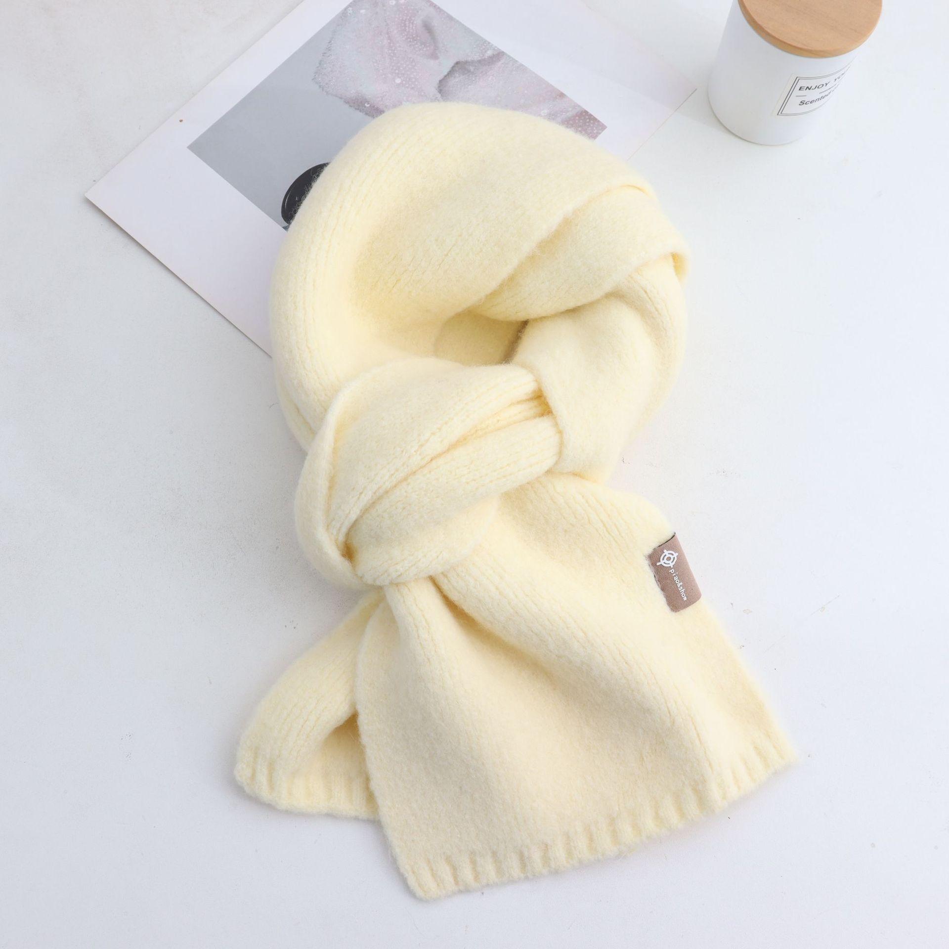 

Вязаный женский шарф однотонный шерстяной осенне-зимний теплый шарф простой дизайн утолщенная мягкая кашемировая шаль 155cmX18cm абрикосовый