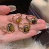 Vintage Maillard Tiger's Eye Ring Female Index Finger Ring Design Ins Cold Wind Ring