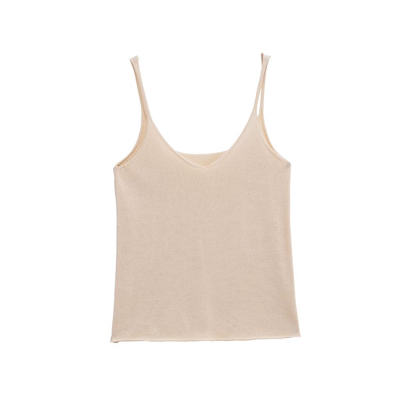 Kaslead New Women Clothes Western Style Sling V-neck Sleeveless Simple Knitted Top 5536045 600