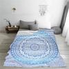 Blue Blanket Bohemian Style Ring 3D Print Comfortable Flannel Blanket for Home Living Room Bedroom Decor Birthday Gift for Adult