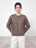 2026 Autumn Wool Sweater: Sequin Knit, Long Sleeve, Round Neck, Loose Fit, Slimming Grid Pattern