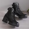 Hochhackige Martin-Stiefel für Damen 2025 Herbst und Winter neu dicksohlige Britischer Stil Blockabsatz Schnürstiefel mit seitlichem Reißverschluss kurze Stiefel für Kinder