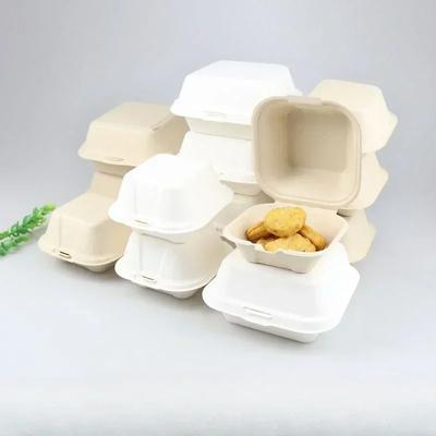 50piece Disposable Degradable Paper Pulp Burger Boxes Dessert Tiramisu Packaged Square Cake Box Takeout Bento Packaging Case