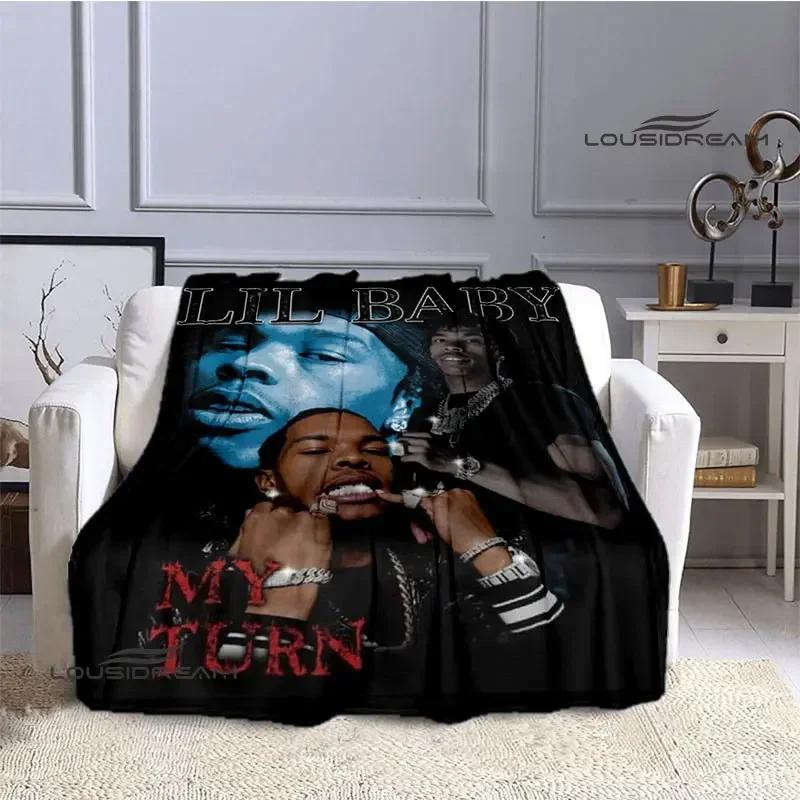 Hip -hop Singer Lil Baby Printing Blanket Picnic Blanket Warm Flannel Blankets Bed Linings Blankets for Beds Birthday Gift