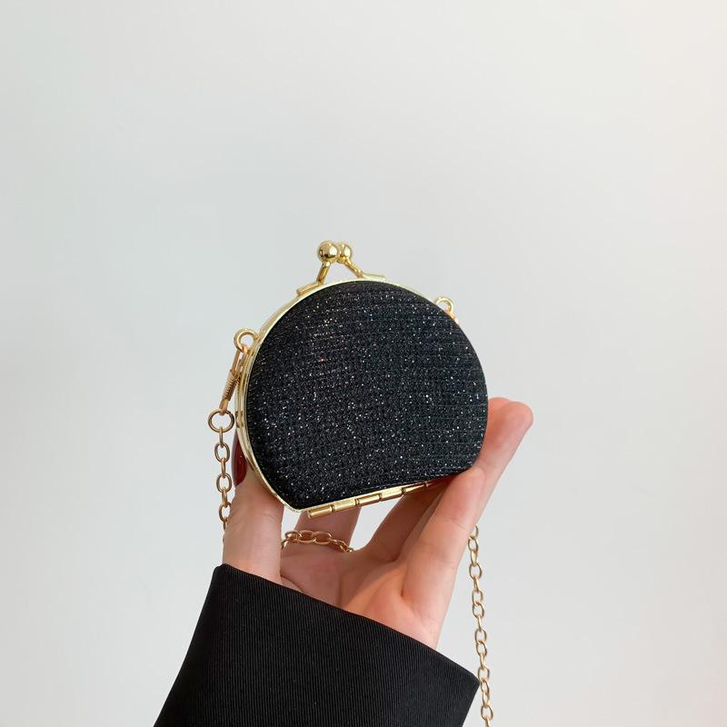 

Korean niche design fresh and sweet versatile chain round solid color bag women s bag casual oblique span shoulder bag чёрный