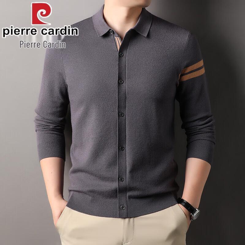 Pierre Cardin Men's 2026 Spring/Autumn Long Sleeve Mock Cardigan Knit Sweater
