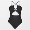 Women's One-Piece Fashion Sexy Solid Color Cross Bikini Beach Swimsuit (With Chest Pad Without Steel Bra)