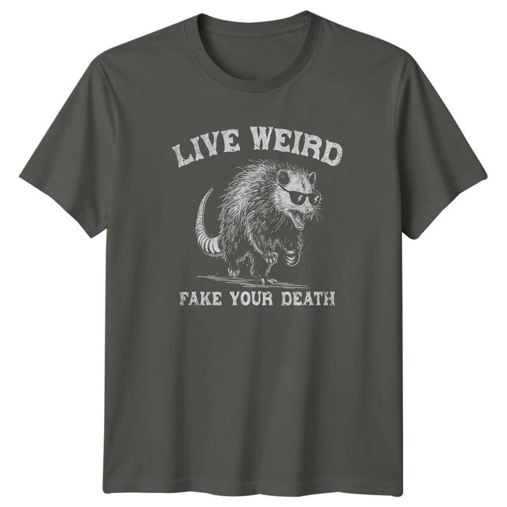 Live Weird Fake Your Death TShirt Opossum Wildlife S