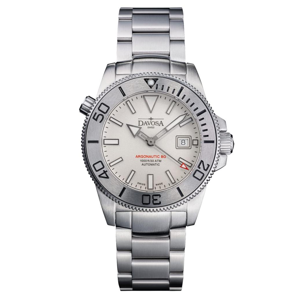 Davosa Automatic Argonautic 30 ATM Water Silver Diver's Watch, BG, Resistant, 161.528.10, Men's,