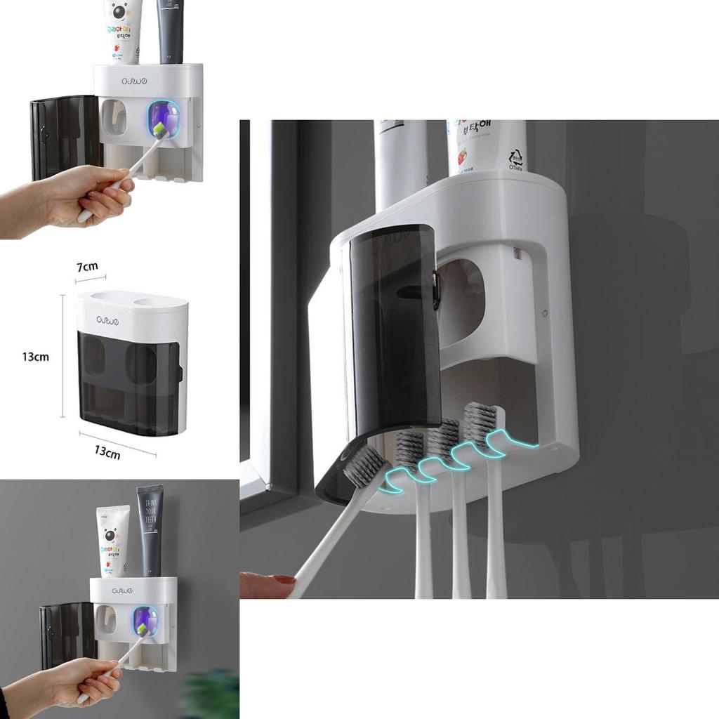 Wall Mounted Toothpaste And Toothbrush Holder With Magnetic Closing Function For Family Use