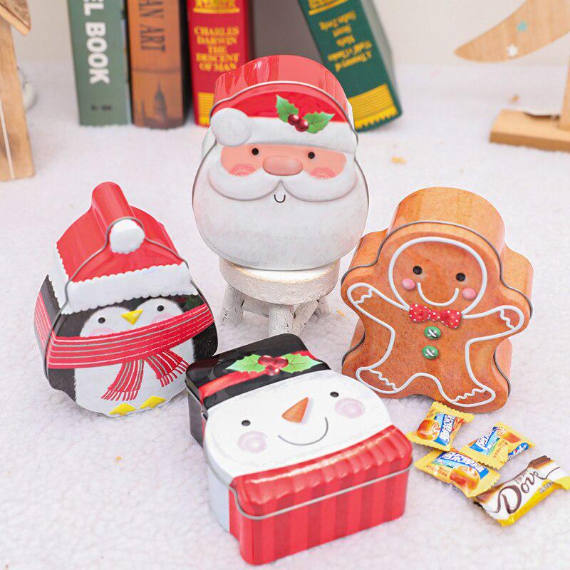 Christmas Cartoon Candy Can Penguin Santa Claus Snowman Smiling Face Christmas Child Gift Box