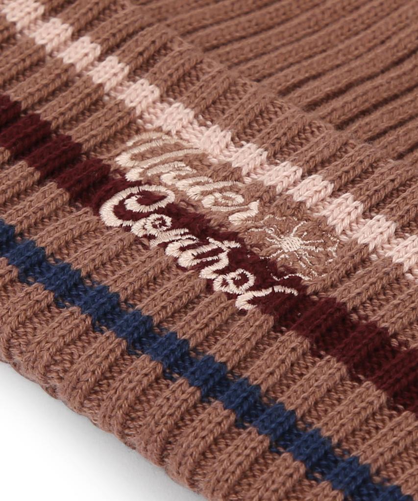 Eondeokeonteulol All-Season Thin Long Cotton Knit Unisex Logo Beanie Hat Beanie / Floral Script / M Stripe / D Pink