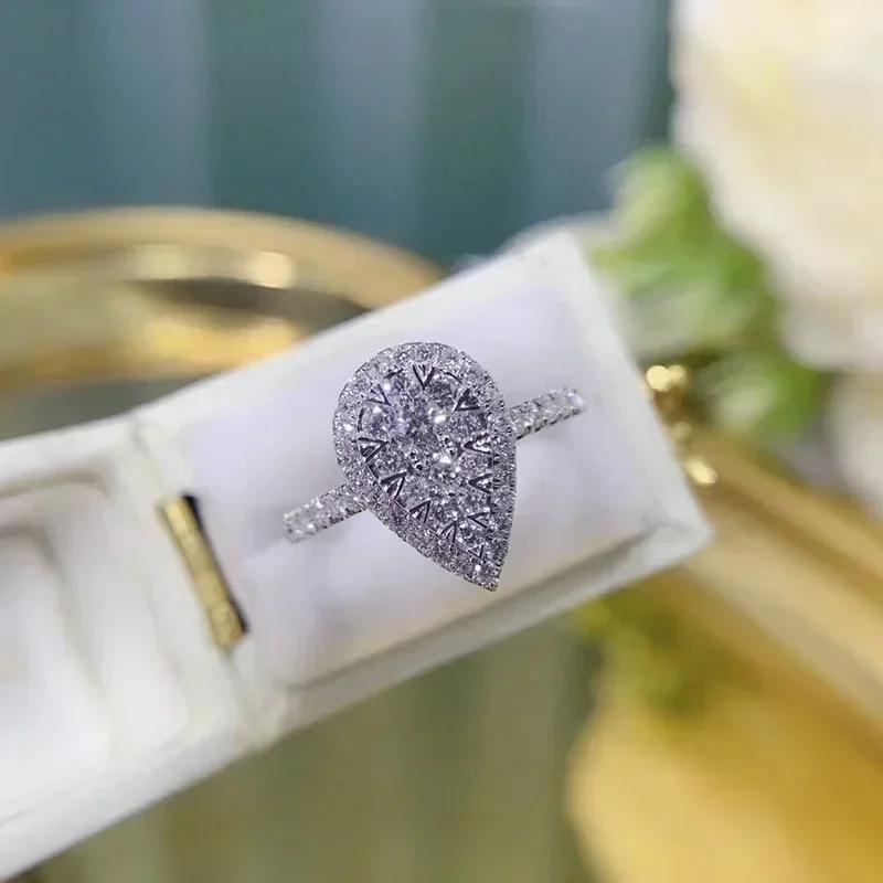 Pear Shaped Silver Color Ring for Women Engagement Wedding Fashion Jewelry Brilliant Cubic Zirconia Rings Accessories Hot