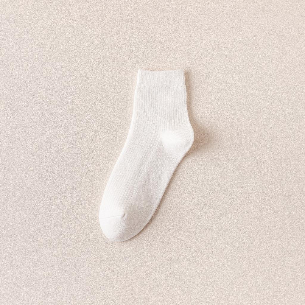 95% Cotton Thickened Socks Women'S Jk Style College Style Black And White With Women'S Short And Medium Calf Socks