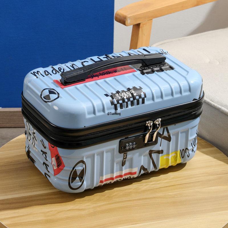 Retro Large-Capacity Makeup Bag and 18-Inch Carry-On Suitcase Combo