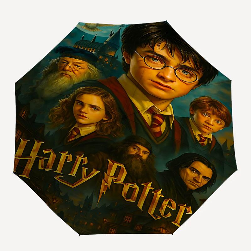 Magic SchoolThemed Automatic Opening and Closing Umbrella 8 Ribs, Suitable for Leisure and Going Out, Outdoor Accessory, Gothic Style, Fas