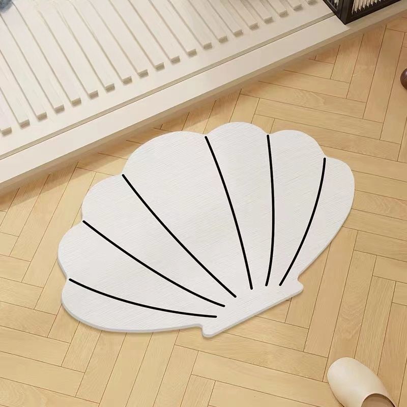 

Креативный коврик для пола в душевой комнате ванной в виде ракушки, быстросохнущий, впитывающий воду, разделение сухого и мокрого, милая форма ракушки 40X60cm 15.7X23.6in