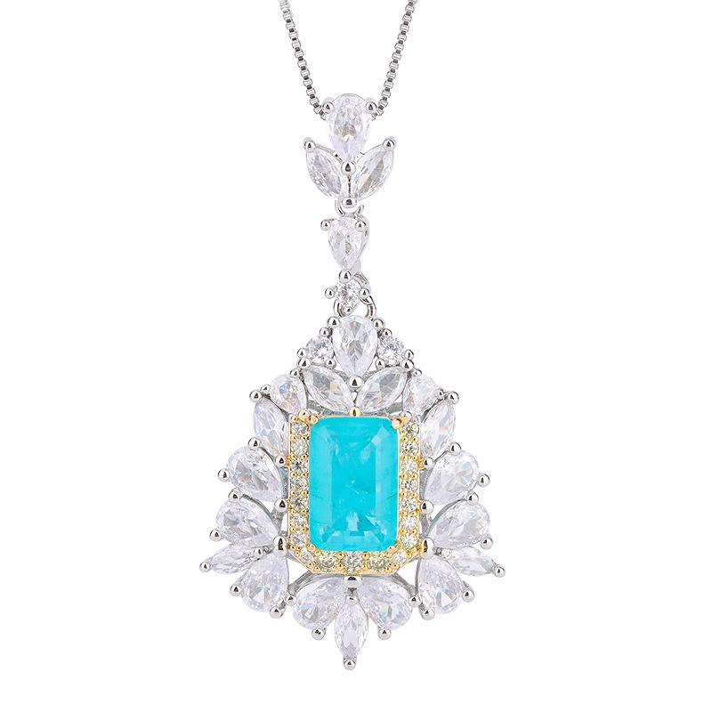 European and American fashion jewelry female simulation Paraiba diamond color separation set 8 * 12
