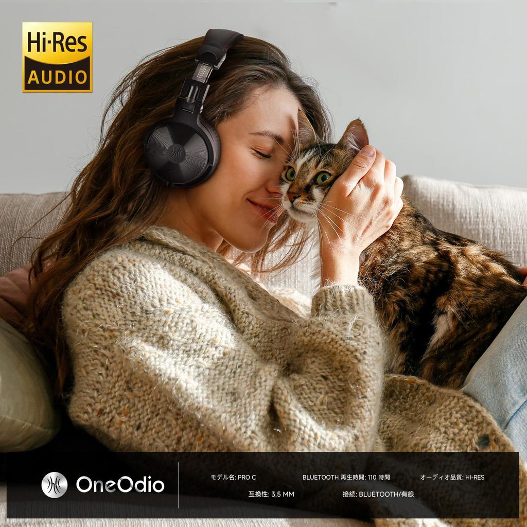 OneOdio Wireless Headphones Up to 110 Hours Playback Bluetooth Over-Ear Microphone Foldable Wired Wireless Deep Bass Multi-Pairing Pro C