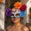 Máscara Exótica do Dia dos Mortos Máscara de Baile de Máscaras de Halloween, Crânio de Flor Mexicano Design Leve Almofada para Olhos para Fantasia, Traje de Festa, Festa de Cosplay