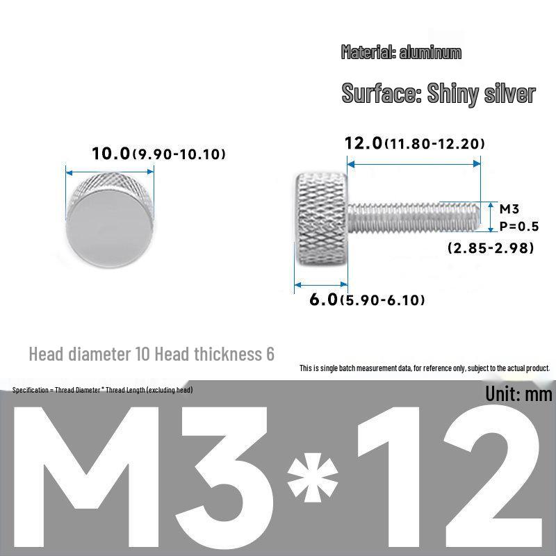 Barevné hliníkové šrouby s ručním utahováním pro úpravu počítačové skříně - velikosti M3/M4/M5, 16*5/6-10/20