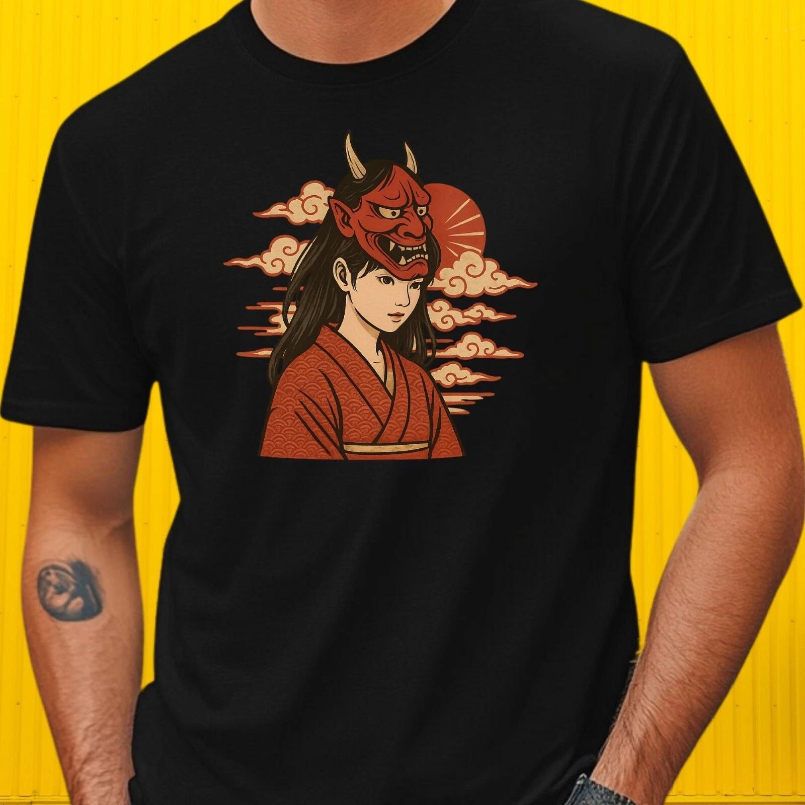 T-Shirt Herren Oni-Maske Mädchen Motiv Baumwolle Größe S bis 5XL XXL