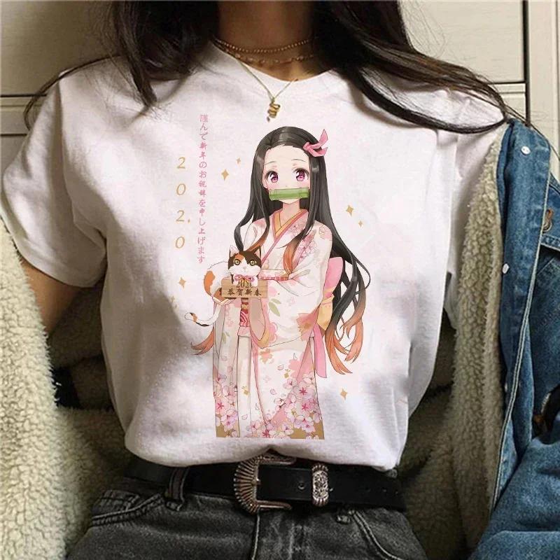 Demon Slayer T Shirt Women Tshirt Female Tanjirou Kamado Graphic Tee Shirt Japanese Anime Manga T-shirt Streetwear Tops Tees