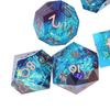 7Pcs Polyhedral Resin Dice Set Clear Numbers Role Playing Games Exquisite Collectible Gift for Family Friends Blue+Red
