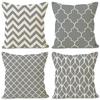 Grey Simple Geometric Print Home Decor Pillowcase Bedroom Living Room Sofa Decoration Polyester Cushion Cover with Zipper