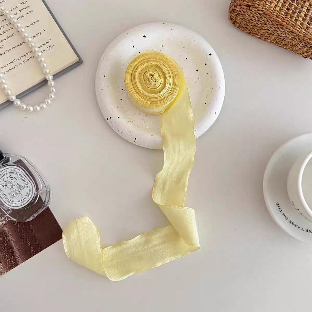 

10Yards/Roll Red Yellow Lace Ribbon With Lotus Leaf Edge Fabric For Holiday Decorations Gift Wrap жёлтый