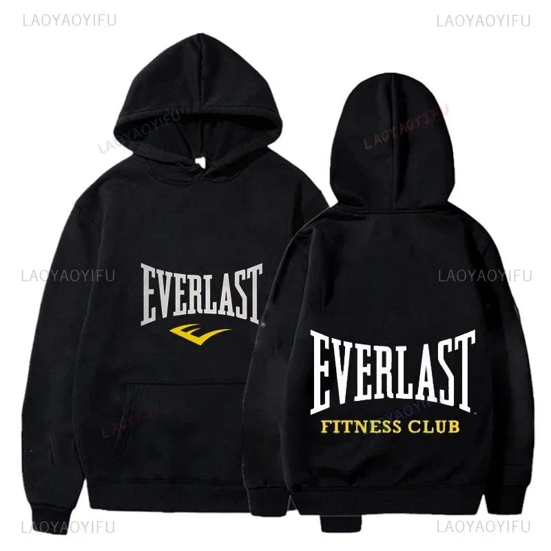 Funny Leisure Everlast Logo Font Graphic Hombre Sweatshirt Pullover Male black Hoodies Hot Product Classic Harajuku Streetwear