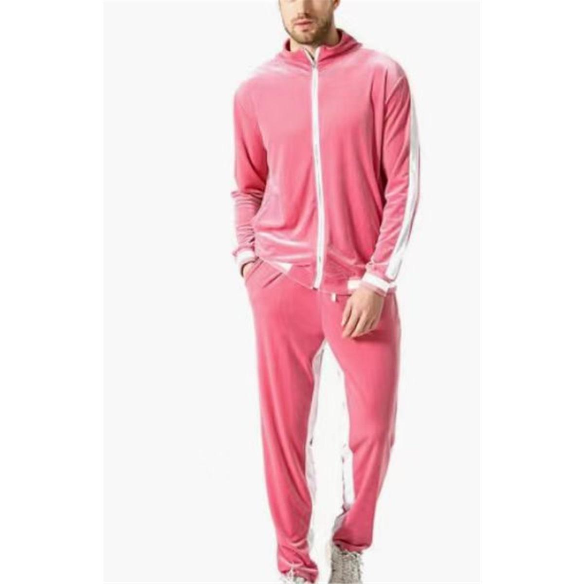 Men Velvet 2 Piece Tracksuit Stand
