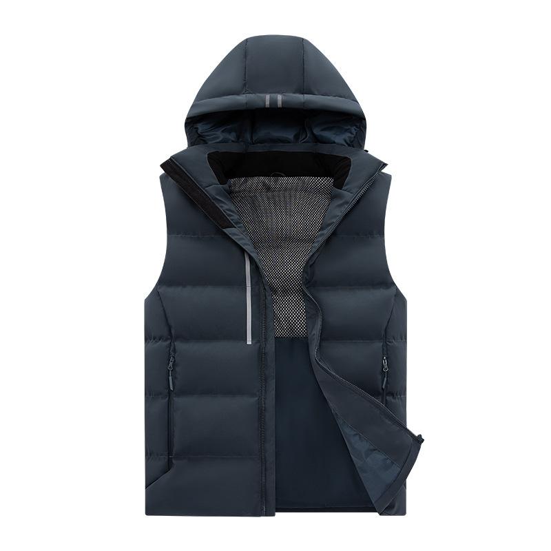 2025 winter new vest men's fashion casual stand-up collar couple's solid color bread jacket vest