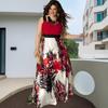 Elegant 2019 Floral Print Sleeveless Maxi Dress For Women In Plus Size Cotton Blend
