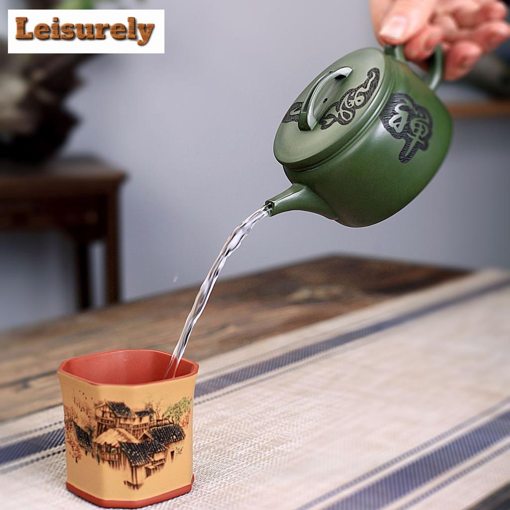 270ml Chinese Yixing Purple Clay Teapots Famous Handmade Tea Pot Raw Ore Green Sand Beauty Kettle Zisha Kung Fu Tea Set Teaware